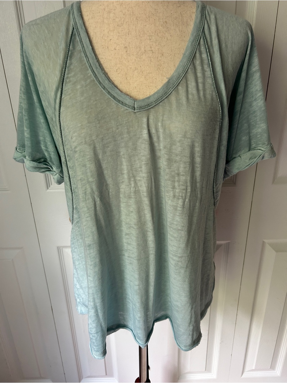 We The Free Mint Sage V-Neck Short Sleeve Tee